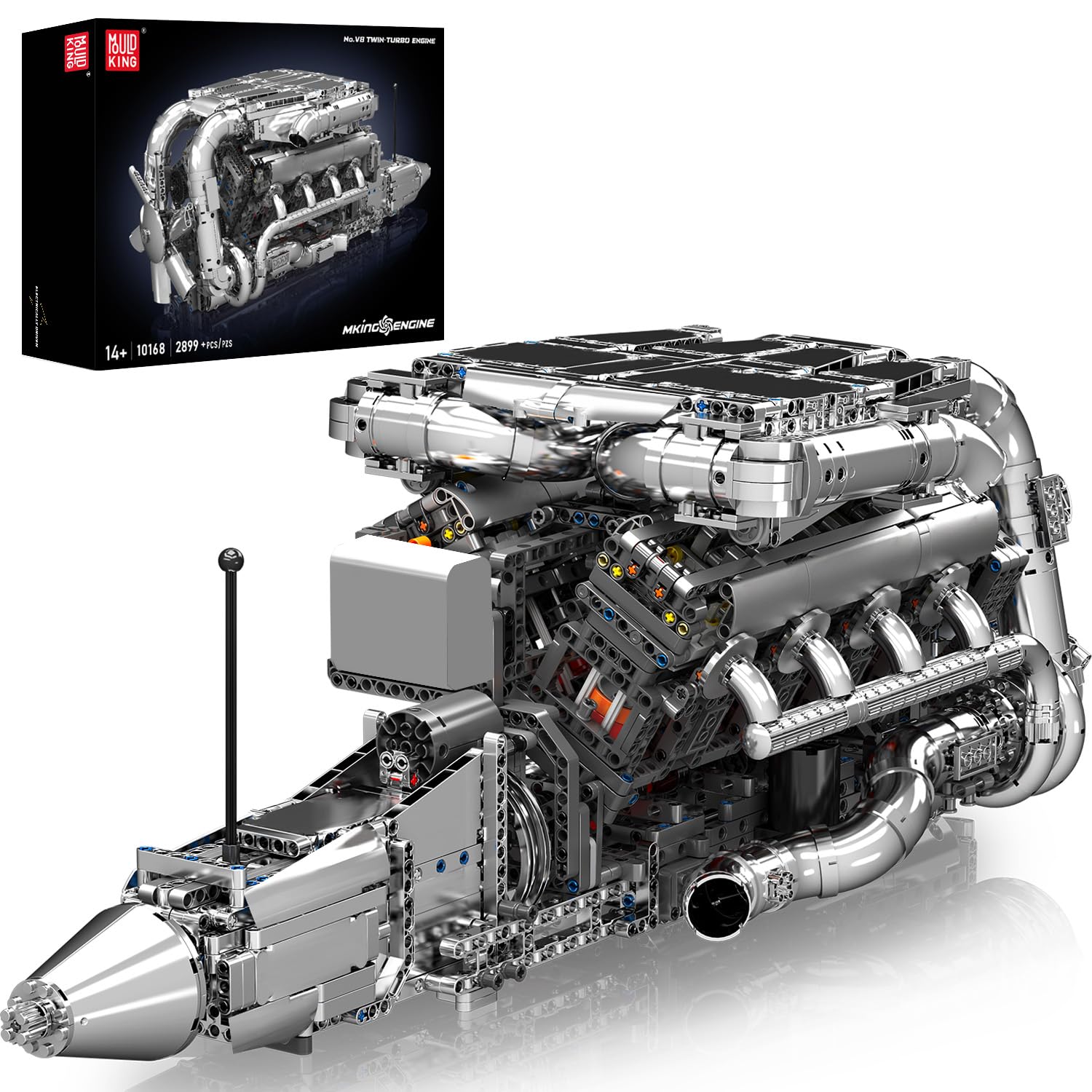 Photo 1 of **FACTORY SEALED** Mould King V8 Twin Turbo Engine Model Kit that Works - 2899+ PCS Build Your Own Visible Model Engine Kit for Adults with Motor and Battery, Building Blocks for Adults, DIY STEM Construction Toys
