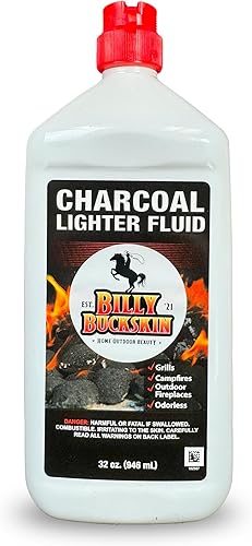 Billy Buckskin - Líquido para encendedor de carbón (1 cuarto de galón), combustión limpia, bajo olor e iluminación rápida, líquido de arranque de