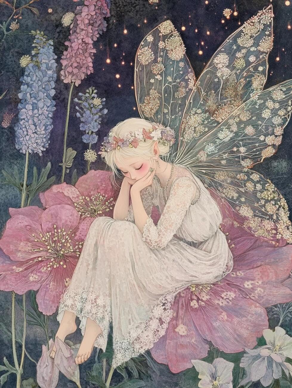 Rqwybcaxn Seed Bead Embroidery Kits Fairies and Flowers 40x50cm