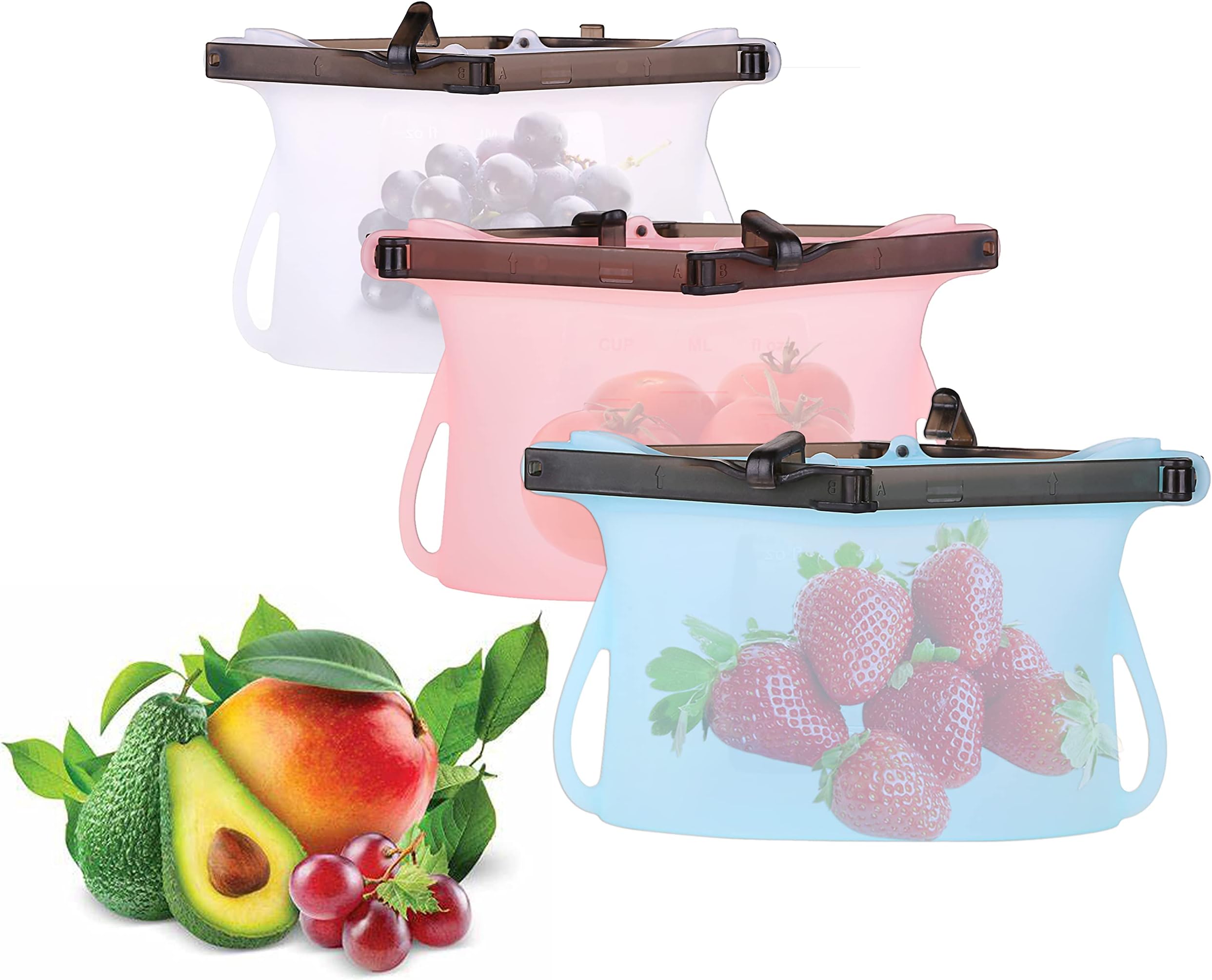 Reusable Silicone Food Storage Bags Dishwasher Safe Silicone Bags for Food Storage Reusable Ziplock Food Storage Bags Microwave Safe Leakproof Silicone Freezer Bags for Liquid, Meat, Vegetable,Fruit