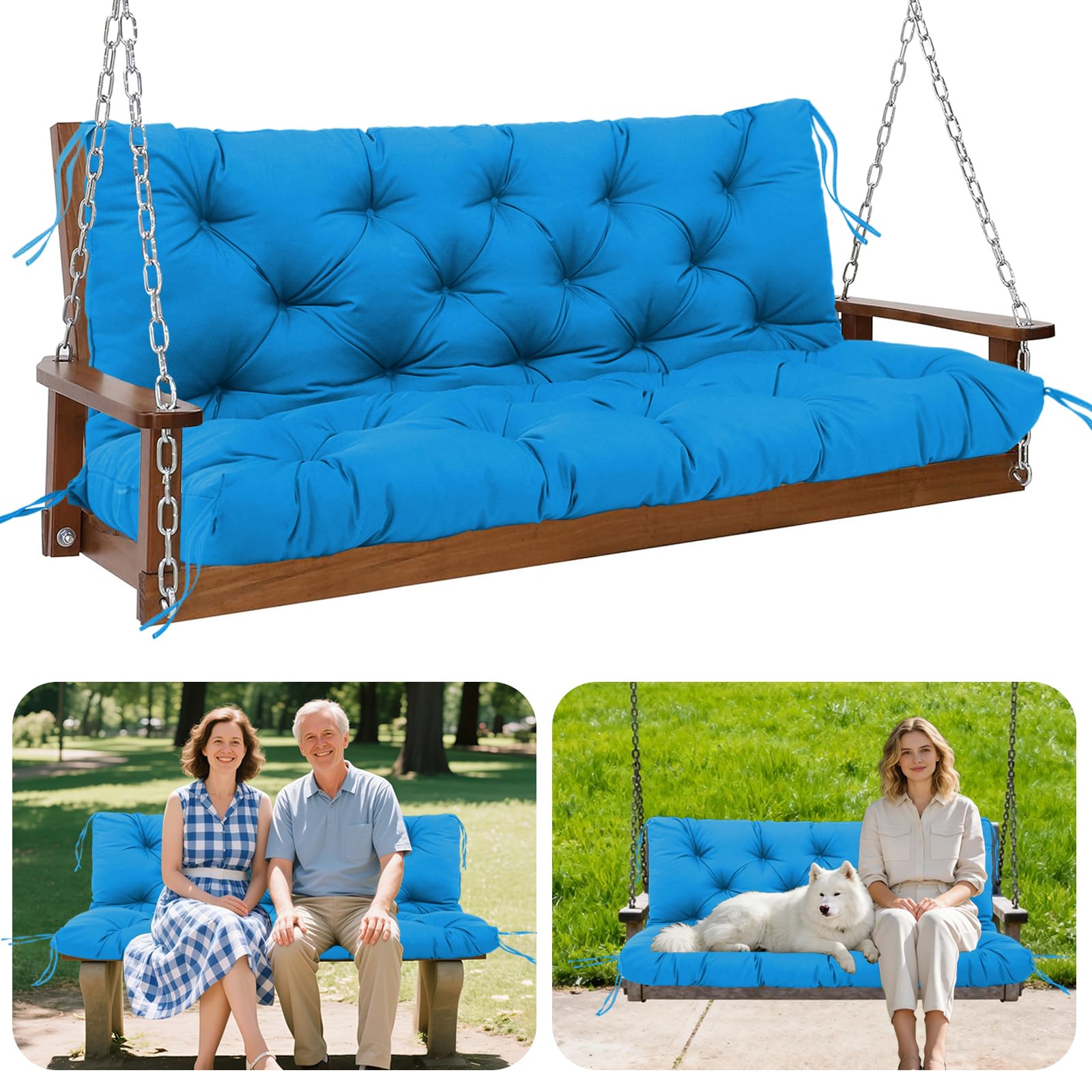 GPCHZM Hollywoodschaukel Auflage 180cm Wasserdicht Gartenbank Auflage Verdickt(12.5cm) Mit Rückenlehne Schaukelbank Auflage für Hollywoodschaukel Sitzbank Gartenbank Terrasse Hinterhof Rasen Veranda