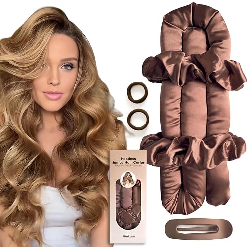 BLINKEEN Jumbo Heatless Hair Curler Set-Satin (Brown)