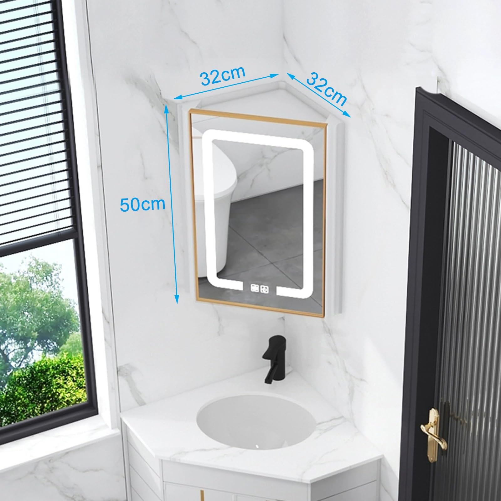 bathroom cabinet,Bathroom wall with lights, corner medicine