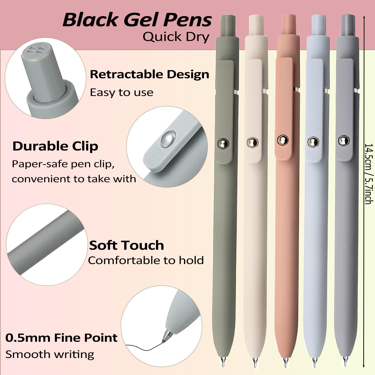 Kit Cancelleria Estetica Hifunwu 38 Pezzi | Astuccio Grande Con 5 Penne Gel, 12 Evidenziatori Pastello, 6 Matite Meccaniche 0.5/0.7mm | Set Scuola E Ufficio - 5
