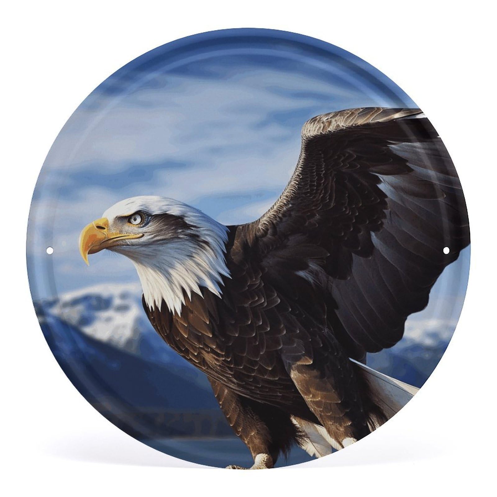 Fodpand Style Eagle1 Round Wall Art Hanging Decorations, Wall Decor Modern Minimalist Artwork, Tin Sign Hanging Picture For Living Room, Bedroom, Office, Hallway, 11.8X11.8 Inch