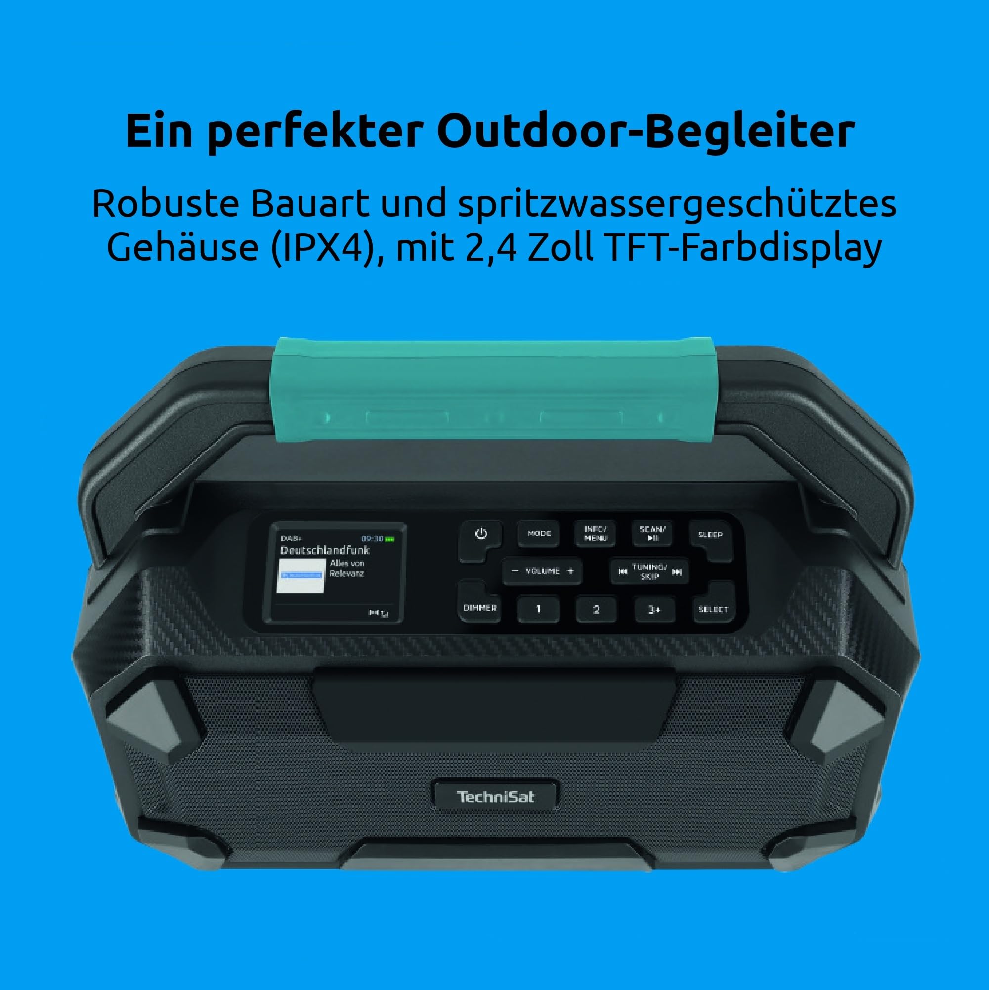 TechniSat Viola 231 OD – Radio Compatible con batería Makita (Dab+, FM, AUX in, Bluetooth, IPX4 a Prueba de Salpicaduras, 2 Altavoces estéreo de 15 W)