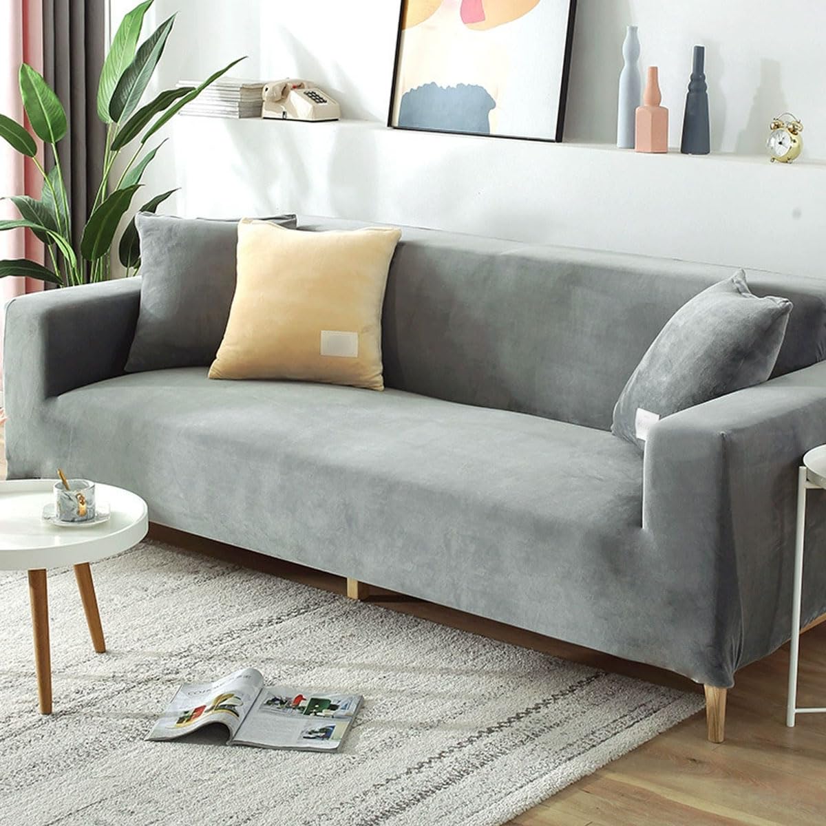 Snqzo C Sofa Over 1/2/3/4 Seater All-Inclusive Sofa Slipcover Elasti Fabri Couch Overs Scratch Proof Ouch Protector For Dogs, Ats, Pets Non Slip Furniture Protec(Size:4 Seater(235-300Cm),Olor:c)