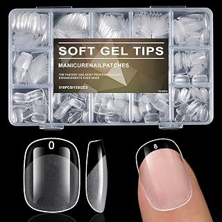 Square Nail Tips,510pcs Extra Short Squoval Nail Tips,Half Mate Nail Extension Gel Tips,False Nails Full Cover for DIY and Salon