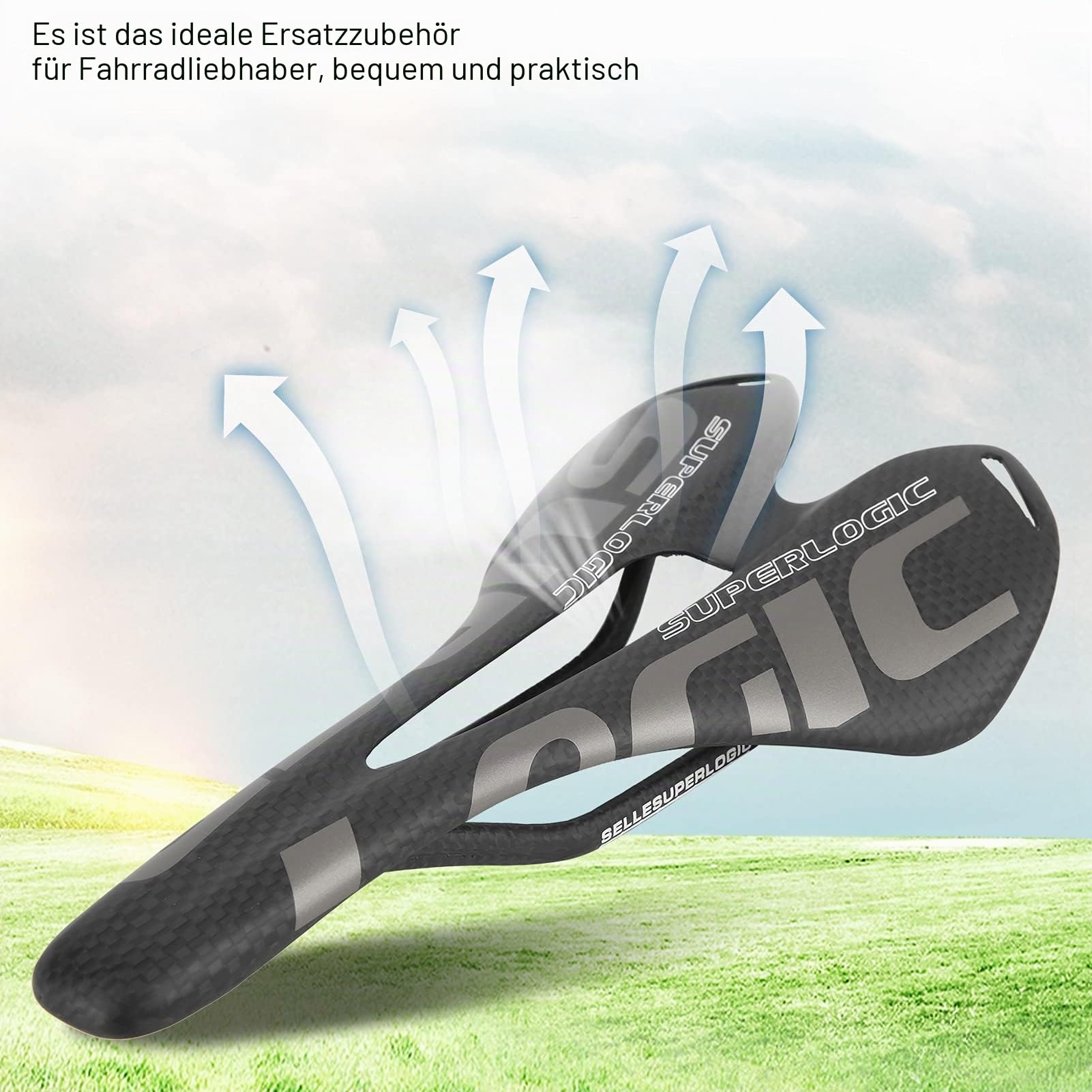 Carbon Sattel Matt, Carbon Fiber Comfort, Fahrradsattel, Vollcarbon Sattelkissen, Fahrradzubehör for Rennrad, Fahrrad, City Biking