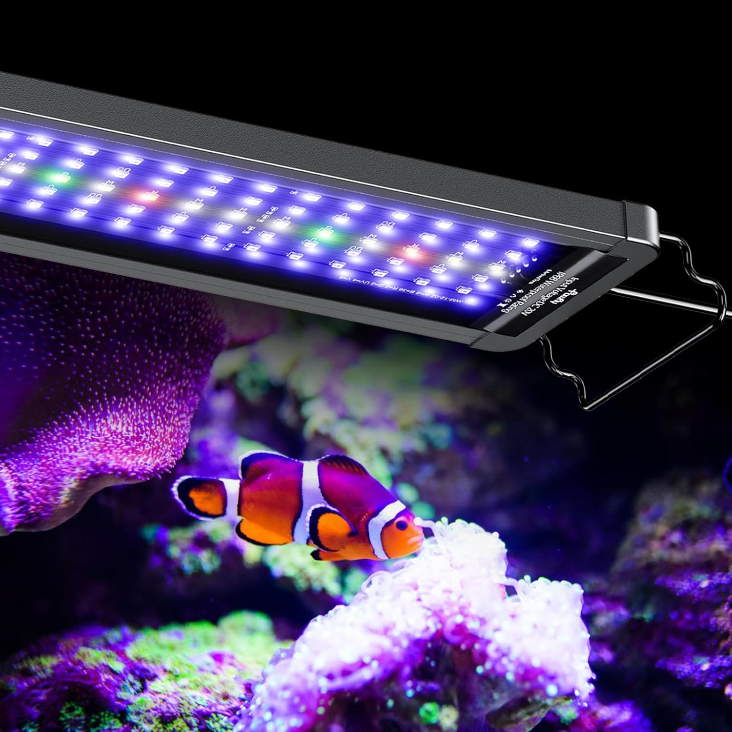 pawfly 26w saltwater aquarium light for 24" to 30" fish tanks dimmable led reef light for coral extendable marine fish tank light with full spectrum d/n mode timer auto on/off adjustable brightness for saltwater 24" - 30"