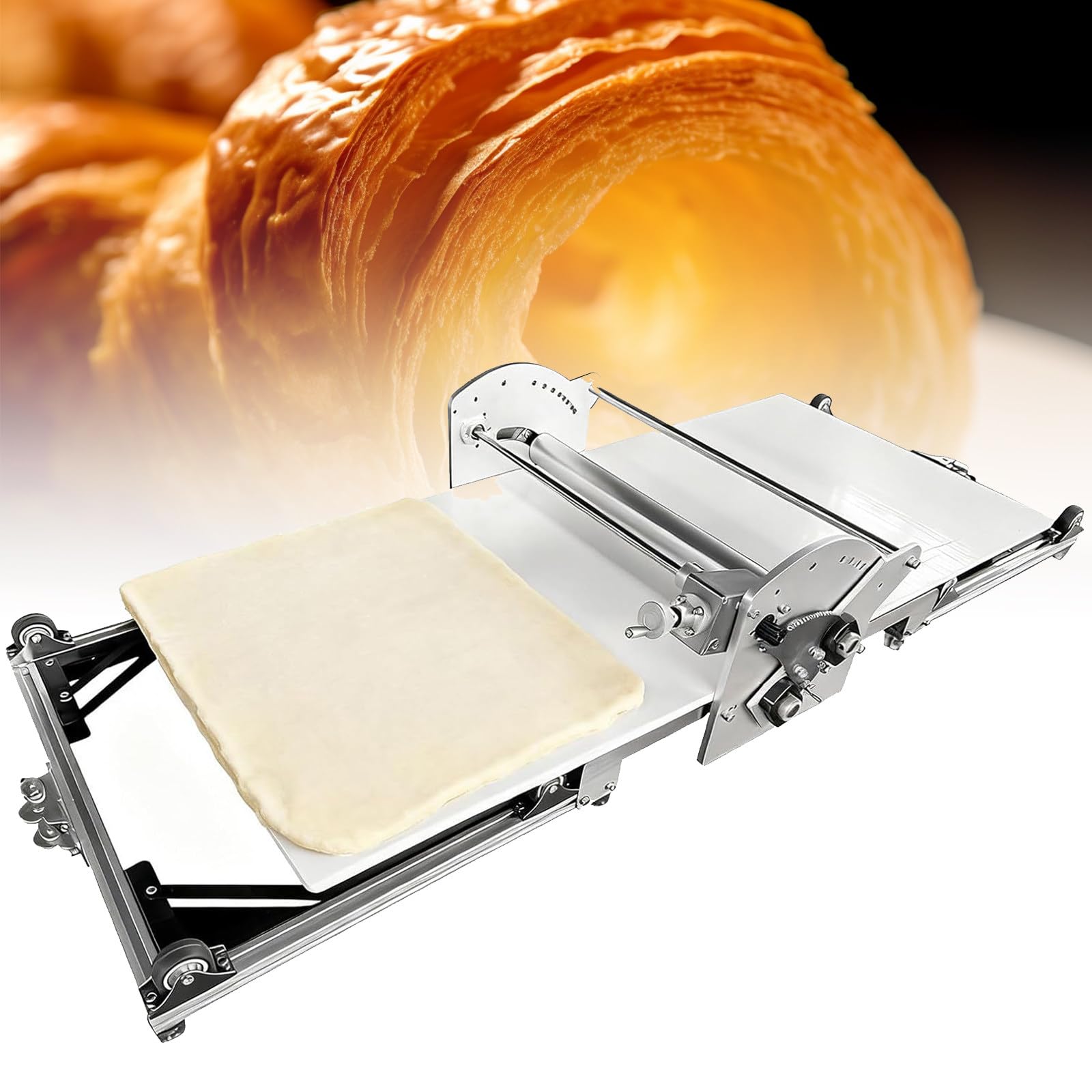 Nuevo Modelo de Rodillo de Masa de Grosor Ajustable, máquina para amasar Plegable, con Placa de laminación, máquina para amasar Manual, para Pizzas, Pasteles y Fondant