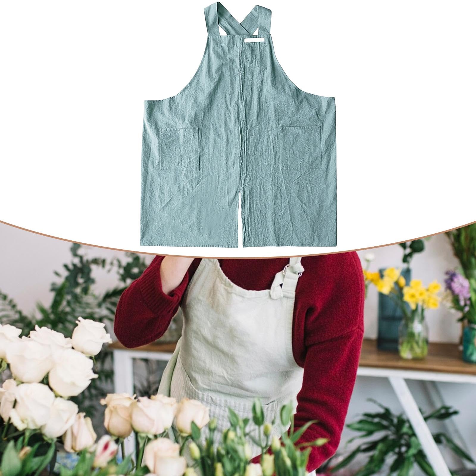 Tablier Atelier Femme Homme Tablier Cuisine Tablier Résistant à l'huile Tablier Réglable Poches Multiples Confortable Tissu Doux Adapté Au Tra, Bleu Clair