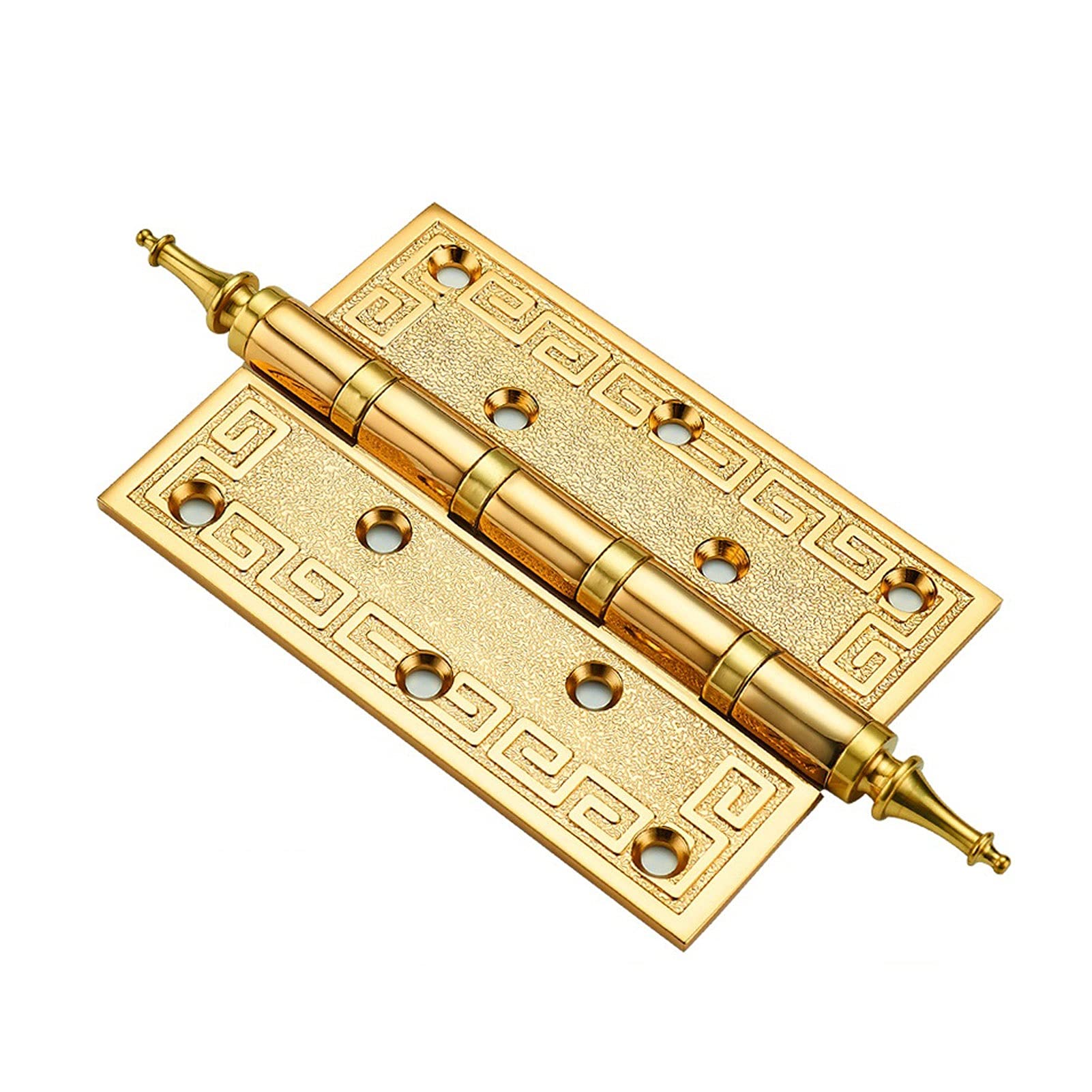Shundeed Gold 5 Inch Brass Silent Hinges, Thick Retro Cabinet Door Hinges, Brass Door Door Hinges(Gold)