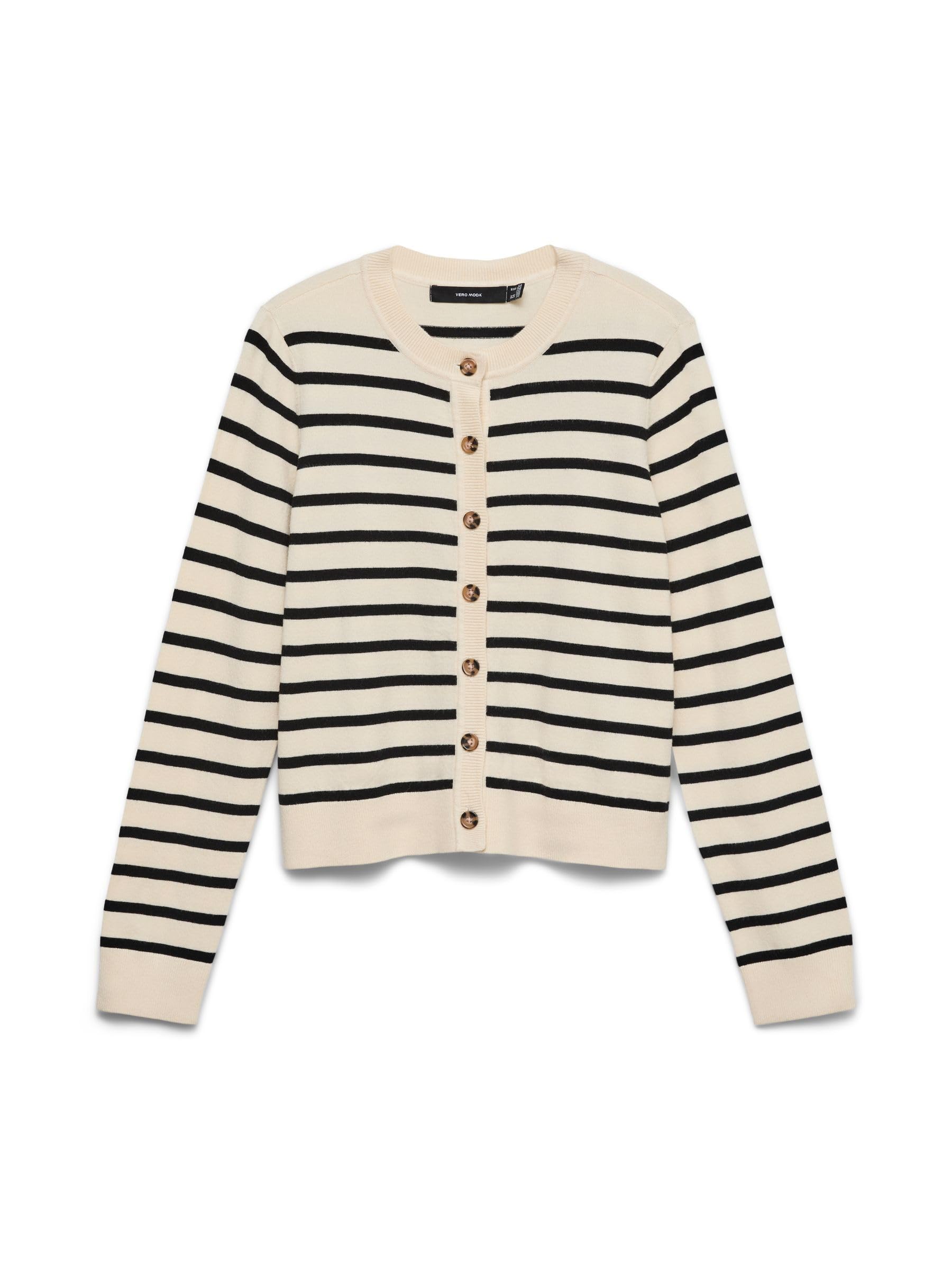 VERO MODA Vmsaba Plain LS O-Neck Cardigan Noos, Birch, XS