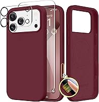 Vista 144 de GONEZ Funda de silicona para iPhone 14 Pro Max, compatible con MagSafe, con protector de pantalla + protector de lente de cámara, silicona líquida a