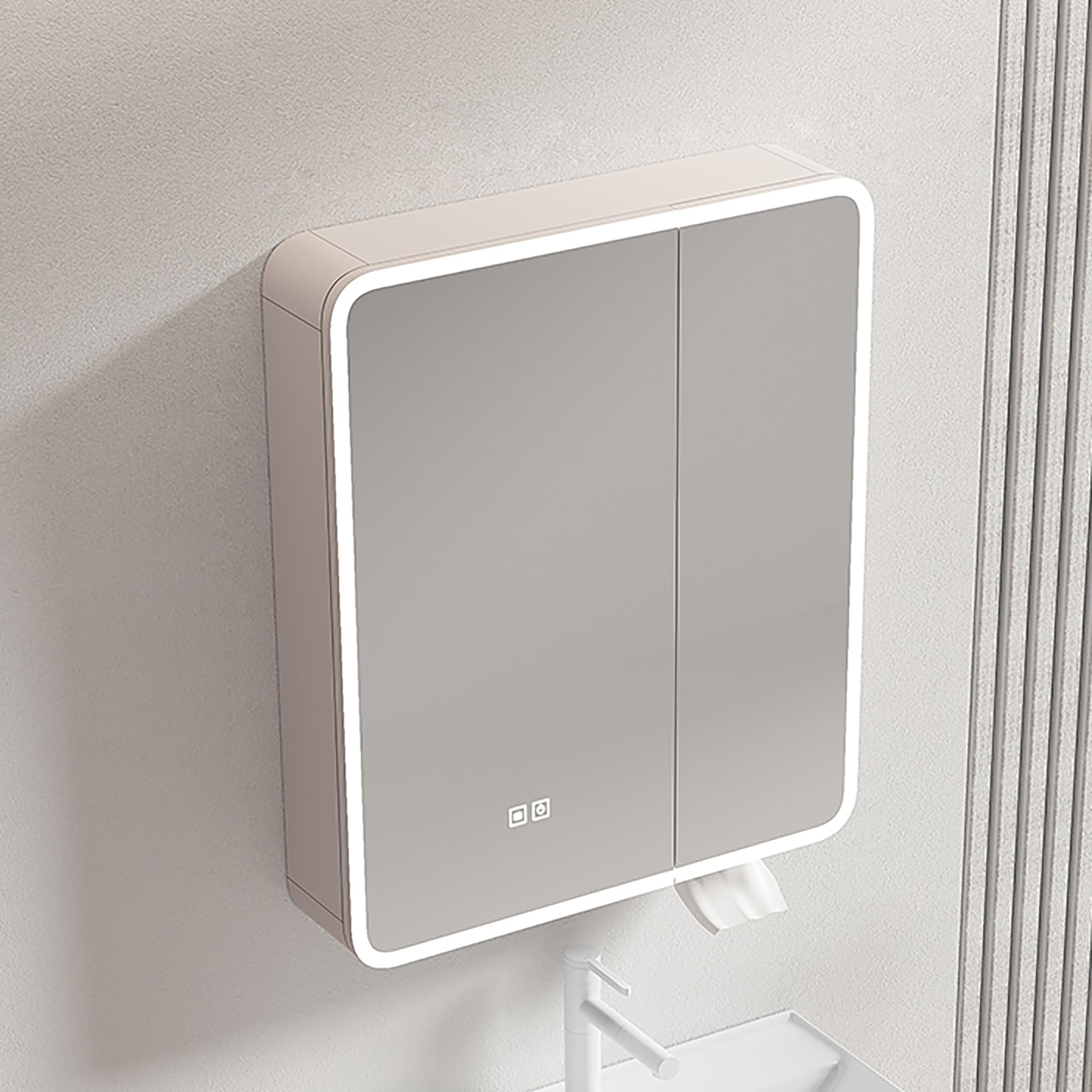 FGXHHS Cabinet with LED Light, Wall-Mounted Aluminum Storage Hidden Shelves, Ideal for Toilets, Balconies, and Hotels