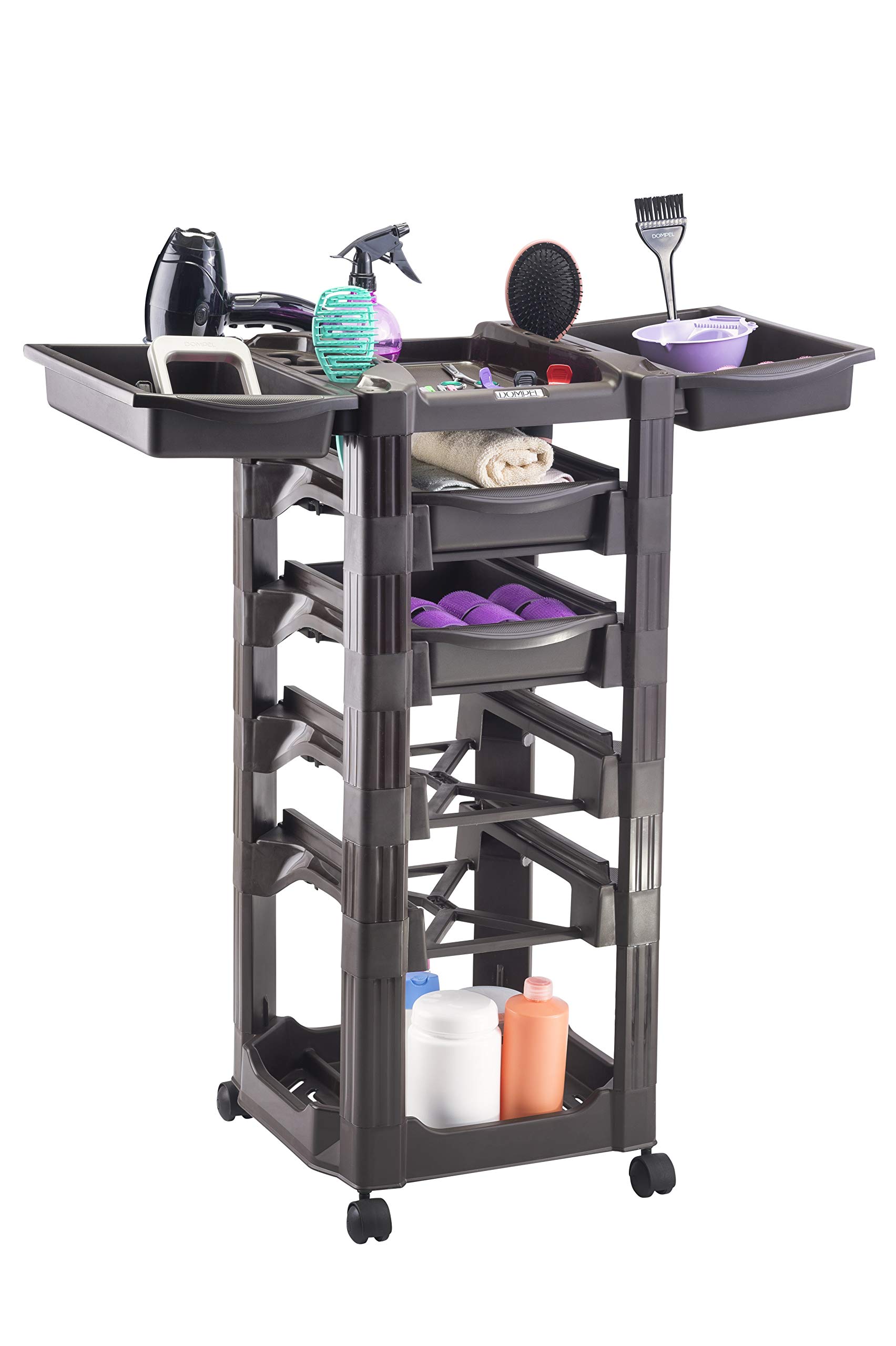 DOMPEL Carro de Mantenimiento Vegas con Ruedas y 5 Cajones - Almacenamiento Profesional - Peluquería, Barbería, Perfumería, Cosméticos, Salón, Tienda de Tatuaje - Made IN Brasil - MARRÓN
