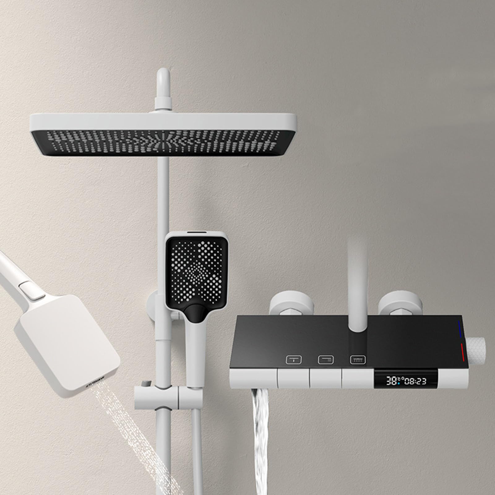 Ensemble de douche thermostatique haut de gamme avec grand ciel de pluie 14 pouces