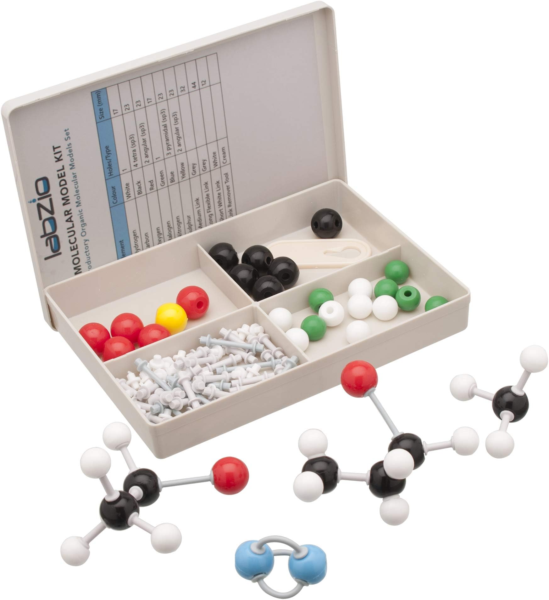 Introductory Molecular Model Kit – 48 Atoms, 62 Links – Chemistry Set for Students, Teachers, STEM Learning, Biochemistry, Science Lab, Chemical Reactions, Molecular Structures, Study Tool