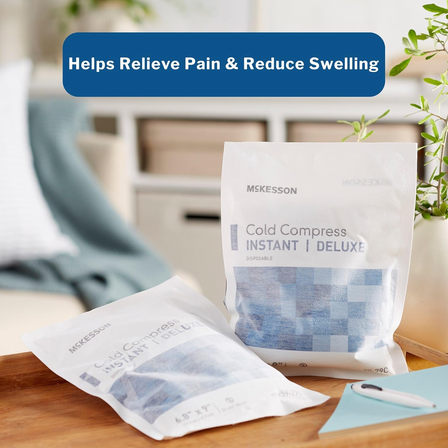 McKesson Cold Compress Instant Ice Pack [24 Pack] Disposable, Ice Packs for Injuries and Pain Relief, 6.8 in x 9 in