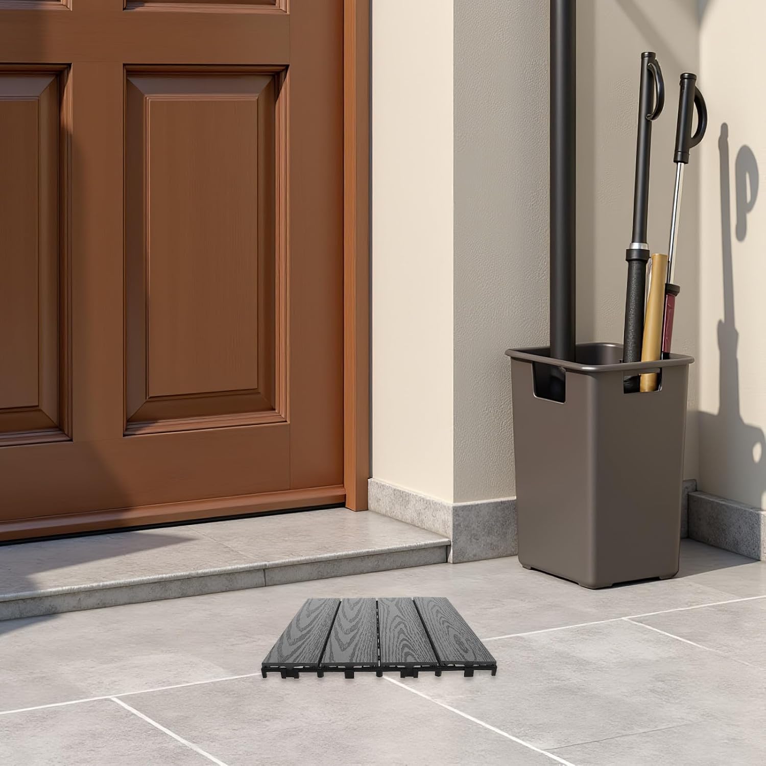 VALICLUD Outdoor Deck Tiles Plastic Wood Waterproof Embossed Pattern Interlocking Flooring Tiles for Patio Balcony Party Versatile Usage Outdoor Flooring