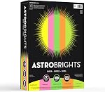 Astrobrights Papier couleur, 8.5” x 11”, 24 Voir lb / 89 gsm, "Brights" 5-Color Assortiment 500 Feuilles