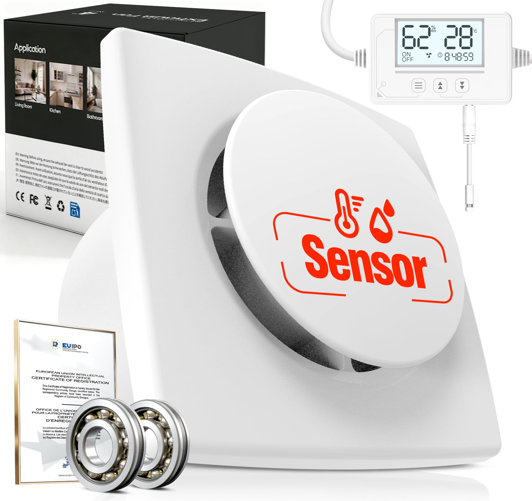 3 Velocidades Extractor de BaƱo Sensor Humedad, Sensor Temperatura, Temporizador - Ventilador Extractor de Aire 100āÆmm Silencioso Potente AutomĆ”tico para BaƱo WC Sótano P117(sin control remoto) Recycled Claim Standard Blended