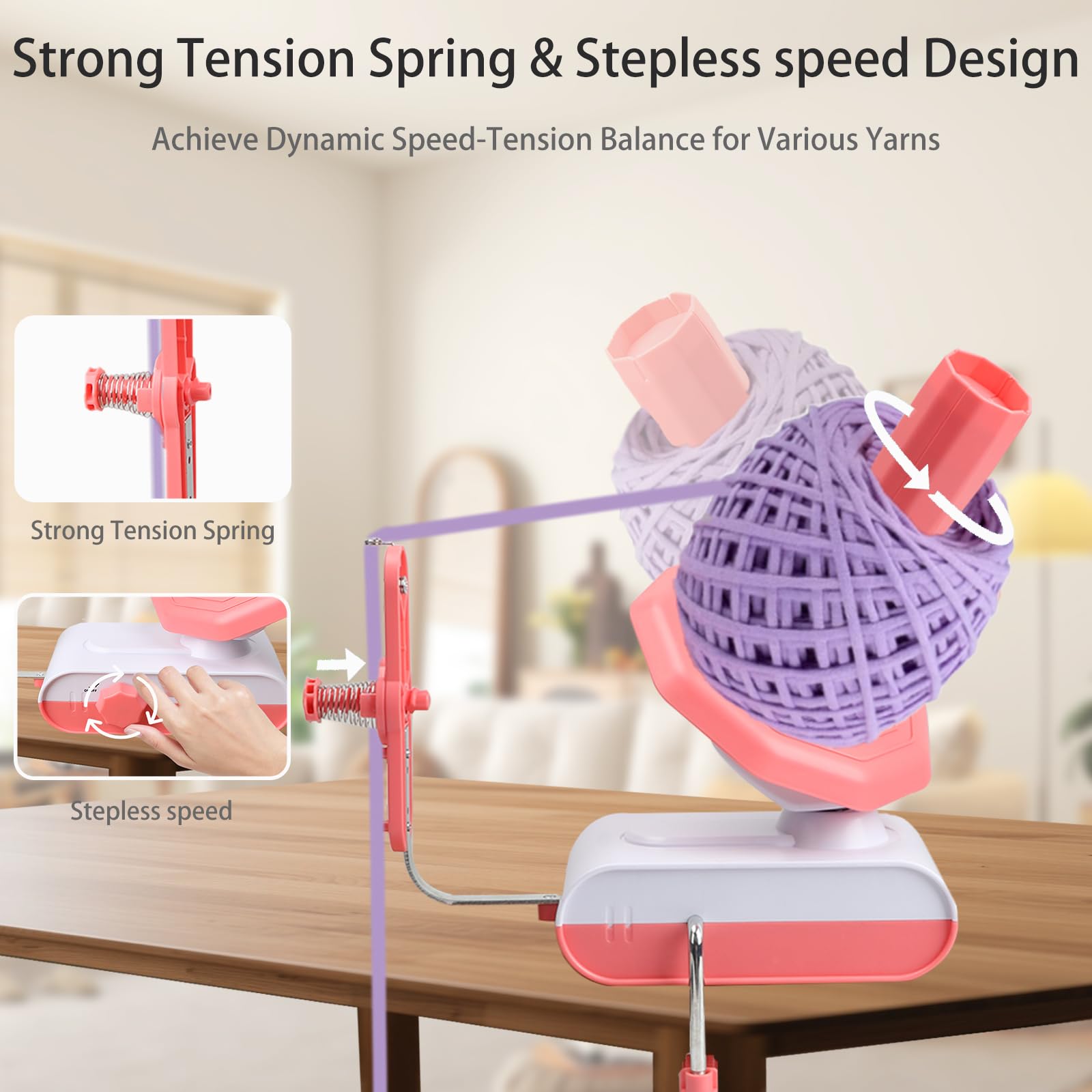 BestYiJo Enrollador de hilo eléctrico automático de gran capacidad 13oz hilo Winder Winder para ganchillo bobinado máquina (rosa)