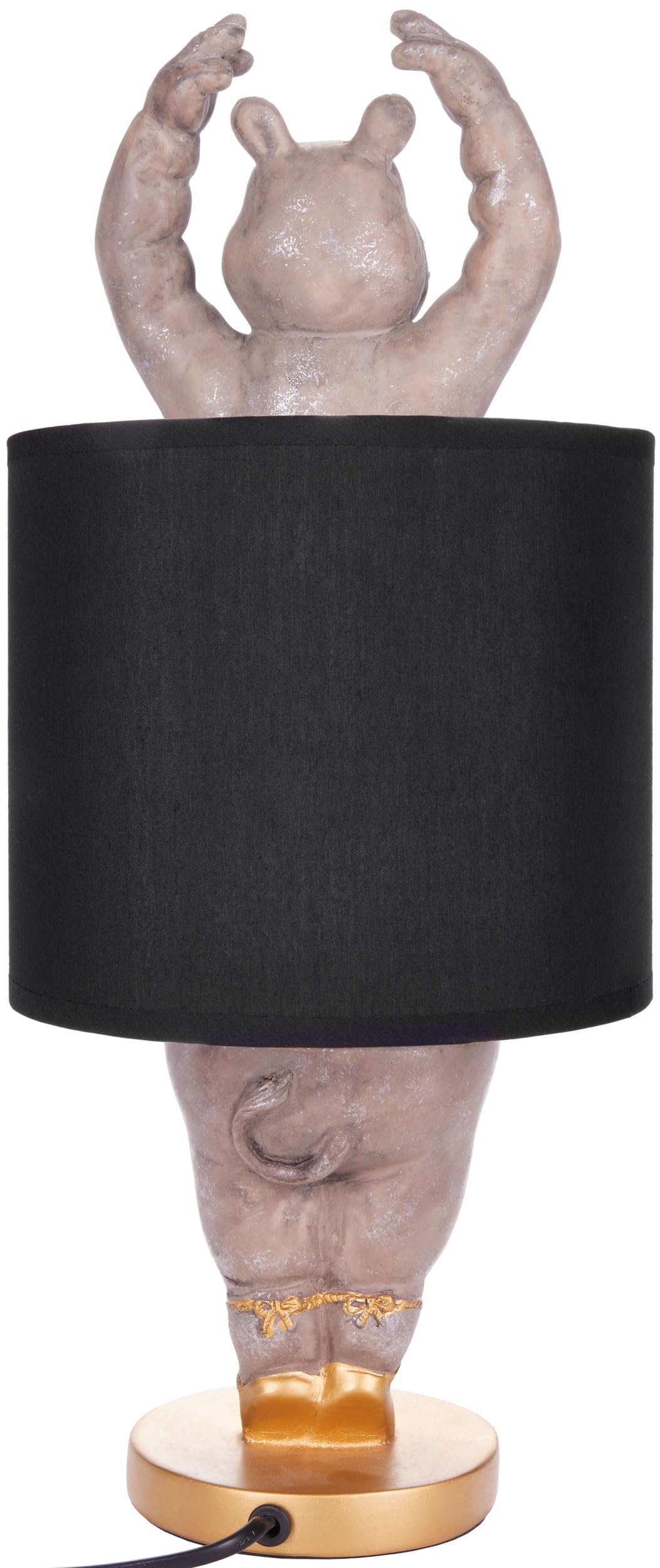 BRUBAKER Lampe de Table ou de Chevet Hippopotame Ballerine - Lampe de Table avec Pied en Céramique et Abat-jour en Tissu - 43 cm de Hauteur, Noir Gris