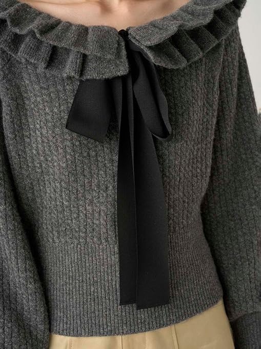 Amazon | [フレイ アイディー] フリルカラーケーブルプルオーバー