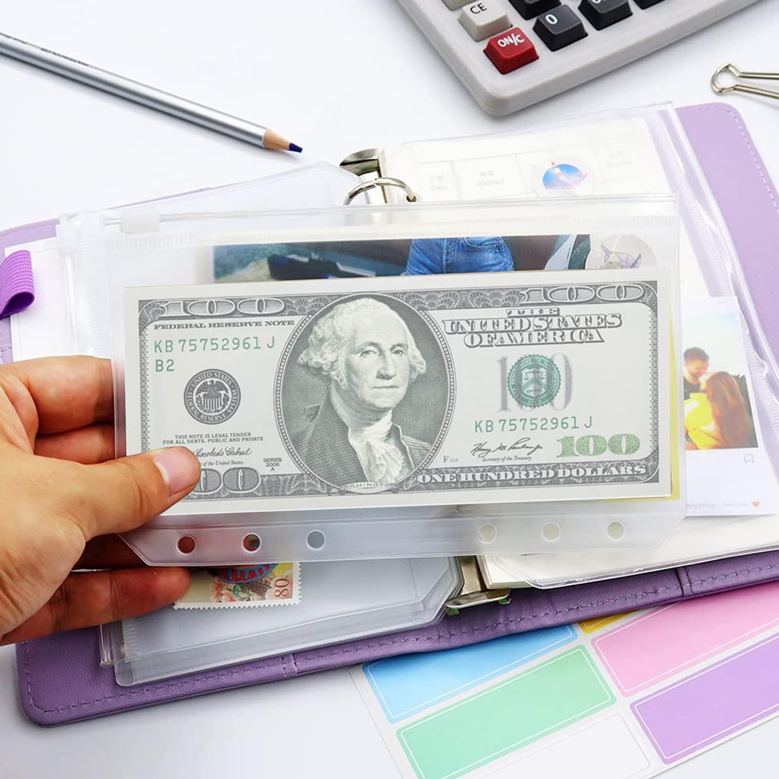 A6 Zipper Binder Pockets,20 PCS Plastic Zipper Budget Binder Pockets Cash Envelope 6 Holes Waterproof Zipper Bags for Budget Binders Documents and Cards Budget Binders and Cash Organization - Image 2
