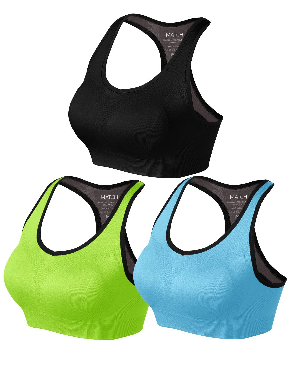 Matchwomens Sports Bra Wirefree Seamless Padded Racerback Yoga Bra