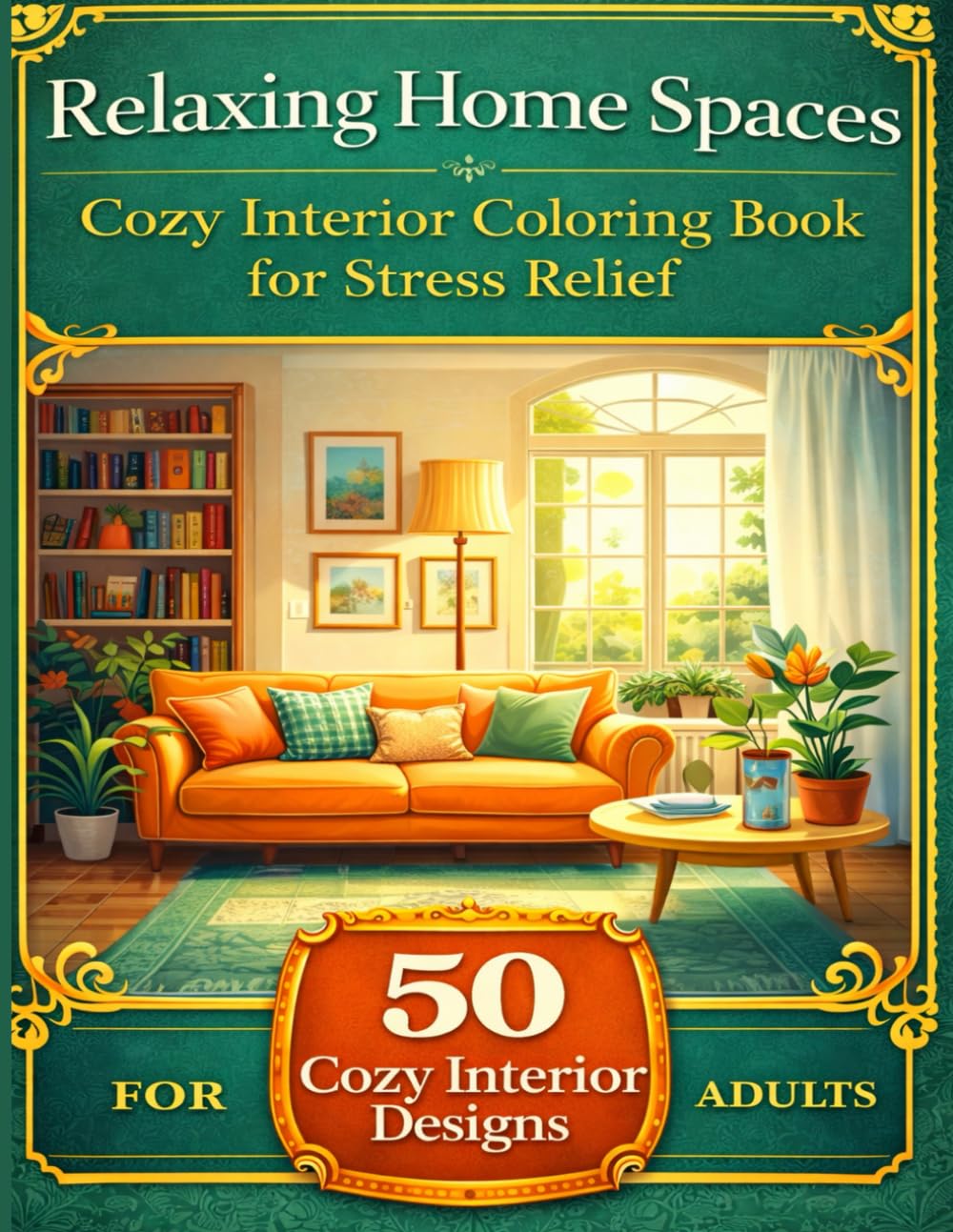 Relaxing Home Spaces: A Cozy Interior Coloring Book for Adults