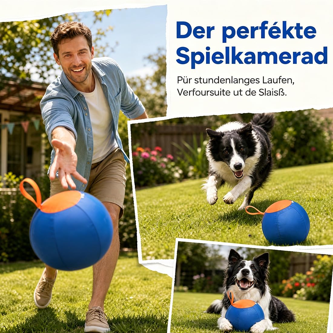 Treibball für Hunde, Aufblasbarer Bissfester Herding Ball Hund, Interaktiver Hundespielzeugball & Trainingswerkzeug, Geeignet für Hütehunde und Viele Andere Hunderassen (A,45CM)