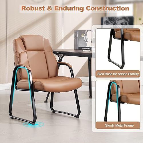 Miniatura 5 de Qulomvs Sillas de invitados para sala de espera grandes y altas, silla de oficina, recepción, sala de conferencias, silla de escritorio estacionaria