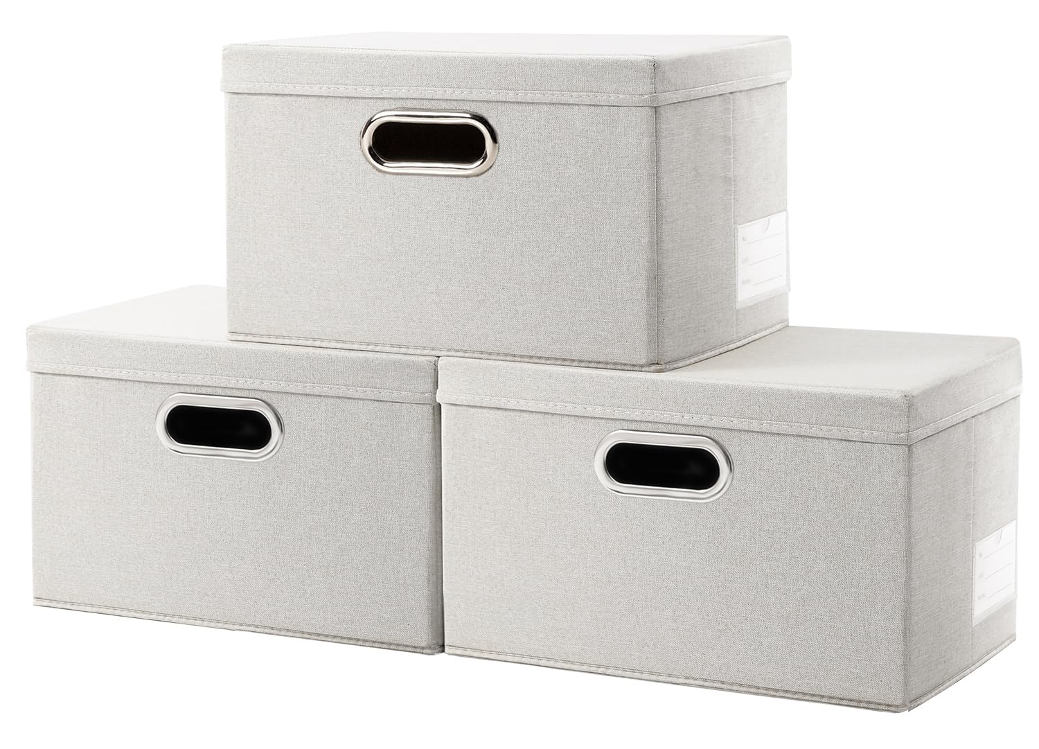 Prandom Storage Boxes with Small,29x22x17cm,Beige[3-Pack] — image 1