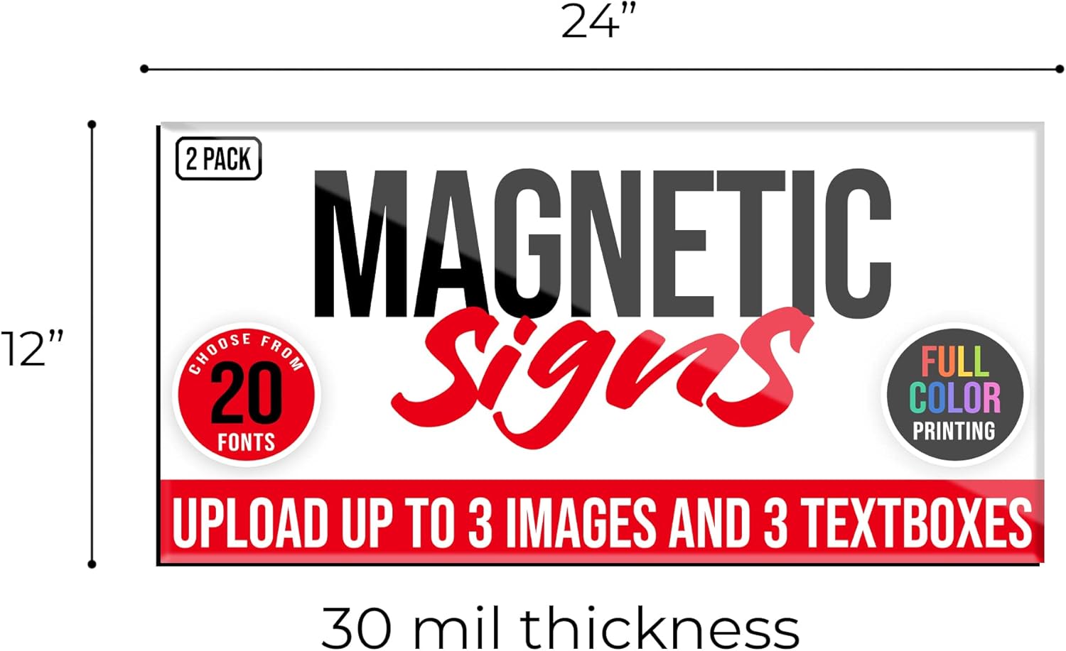 2 Pack, Personalized Magnetic Signs for Vehicles, Custom Car Magnets for Businesses, Customized Full Color Magnetic Truck Signs, 12x24 Car Magnet Signs (Design A)