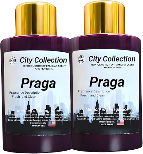 Mystic Romance Praga - Mezcla de aceites aromáticos, paquete de 2 botellas de plástico morado de 4.1 fl oz, colección City, mezclas de aceites