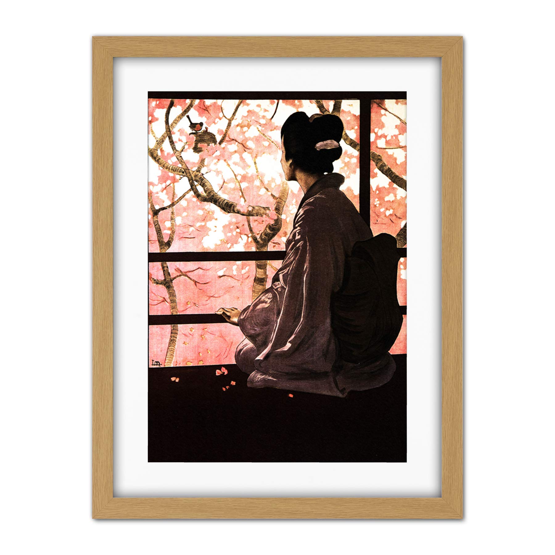 Wee Blue Coo Opera Madame Butterfly Japanese Artwork Framed Wall Art Print 18X24 Inch