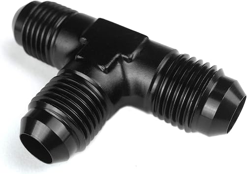 4AN Flare Tee Block Aluminum AN4 Male T Fuel Hose Union Fitting Adapter Black 4AN to 2x -4AN