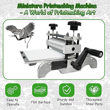 Manual Flat Press Printing Machine, Engraving Printing Press with Adjustable Roller Height, for Etching,Steel Printing Desktop Engraving Press Machine