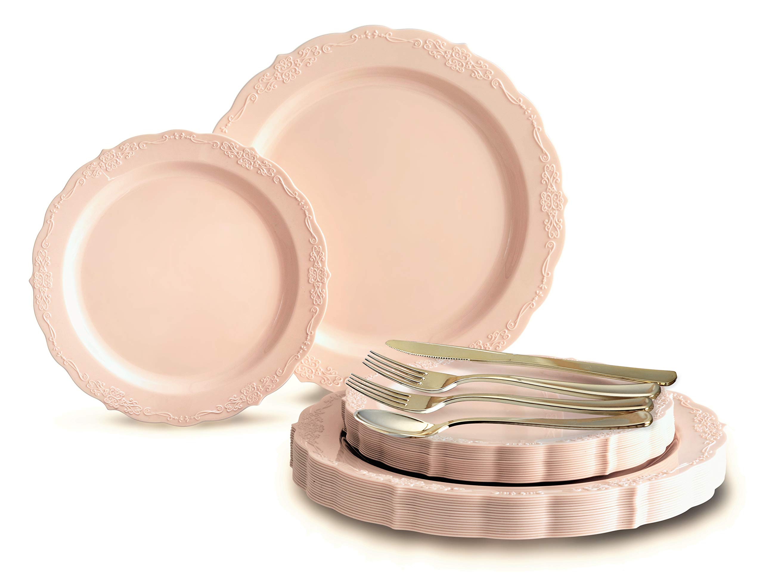 Ivory Disposable Plates Set - 150 Piece -7