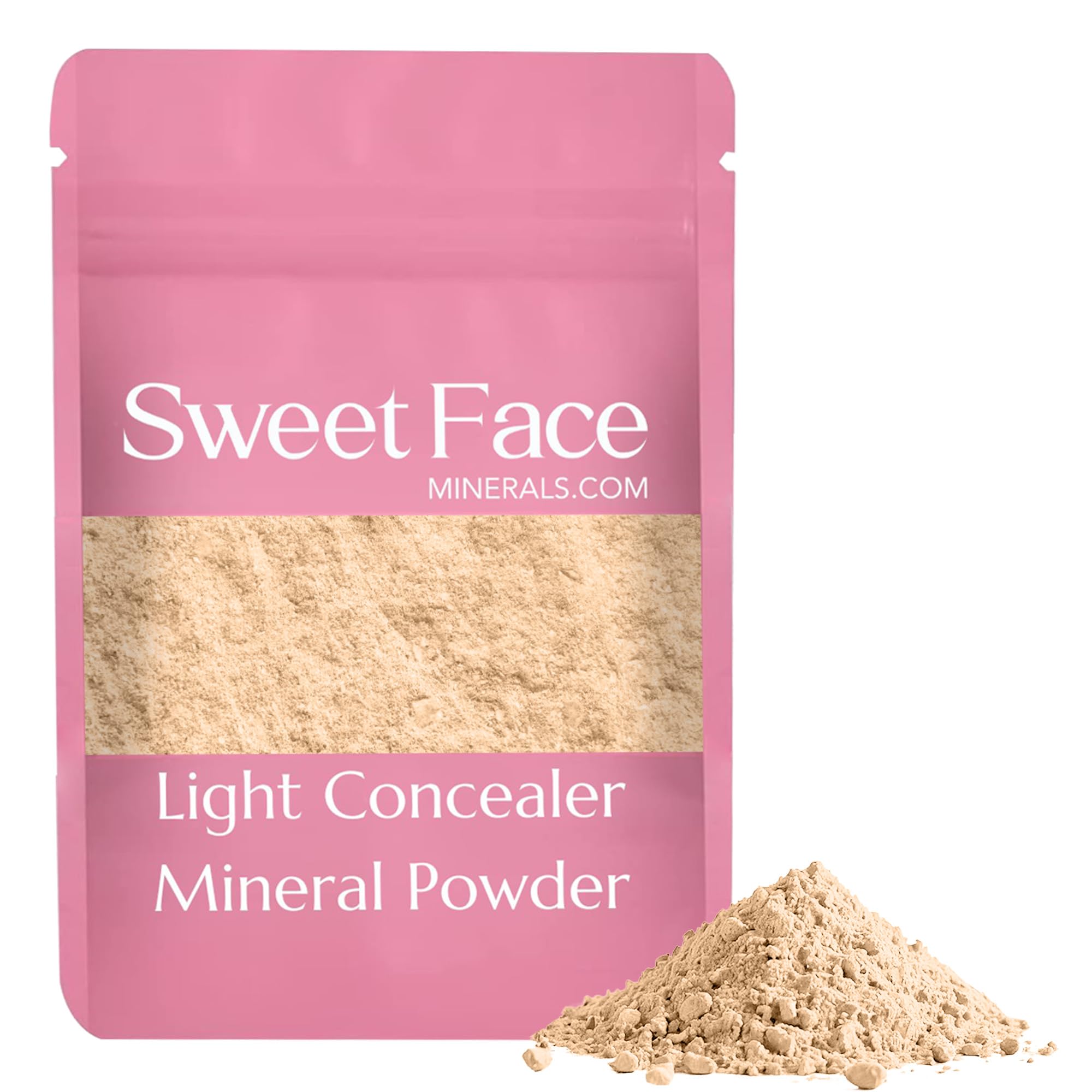 1 Pound Bag Light Concealer Powder Refillable Pouch by Sweet Face Minerals High Coverage Under Eye Concealer for