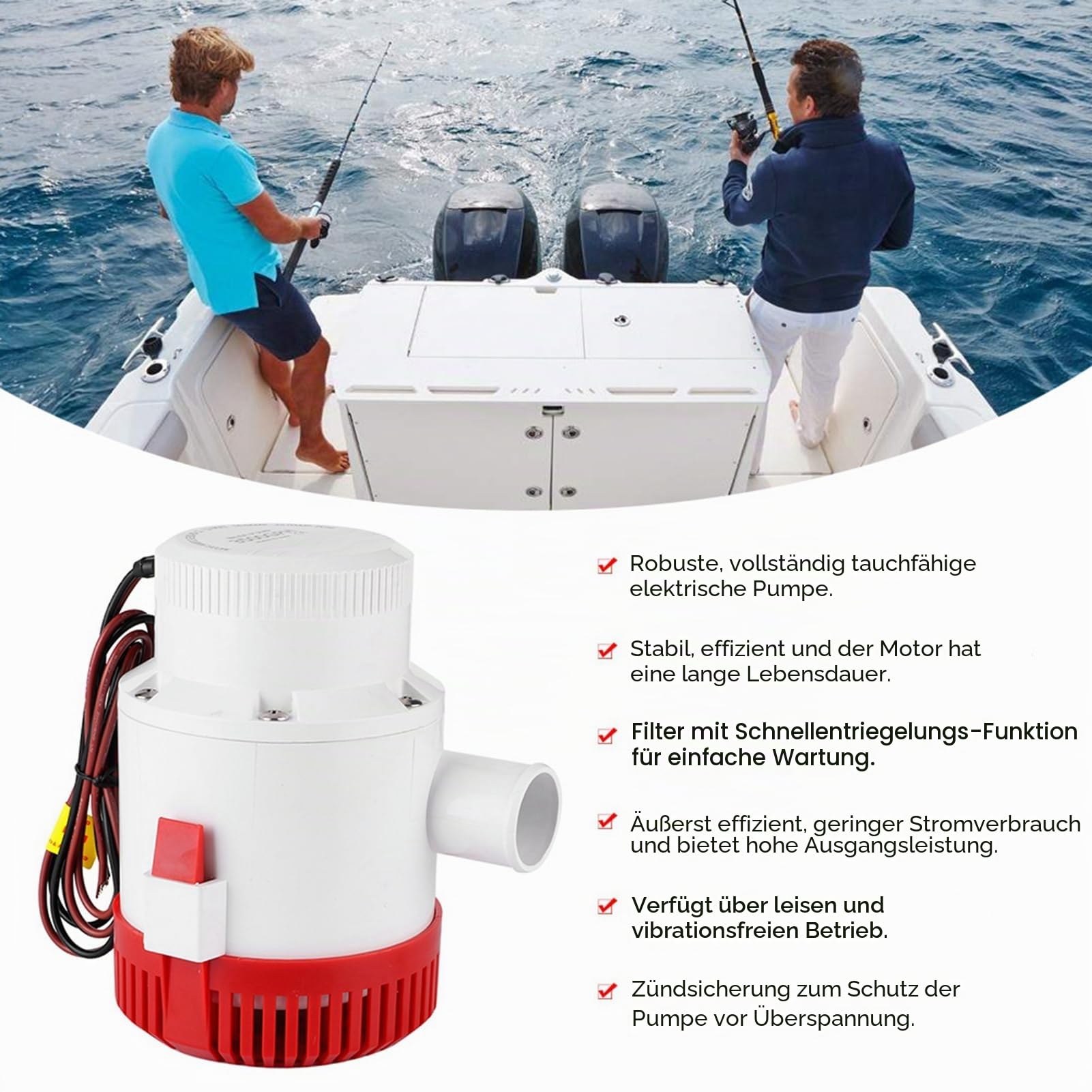 Bilgenpumpe 3500 GPH, 12V Professionelles Tauchpumpen-Marineboot-Yachtzubehör
