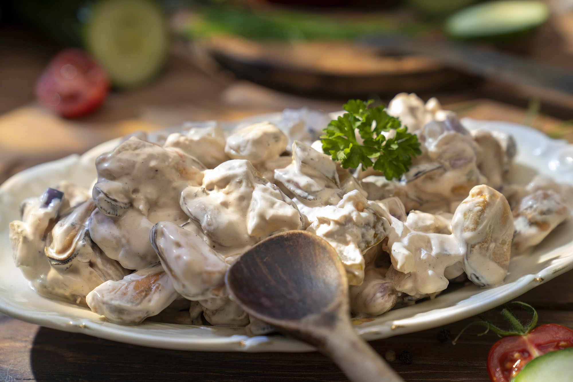 GreetFish Muschelsalat Coruna, Miesmuscheln in pikantem Dressing, 500g