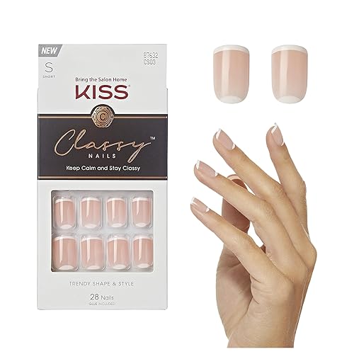 Miniatura 10 de KISS Uñas a presión con clase, pegamento de uñas incluido, color blanco claro, tamaño mediano, forma de almendra, incluye 28 uñas, 0.07 onzas de