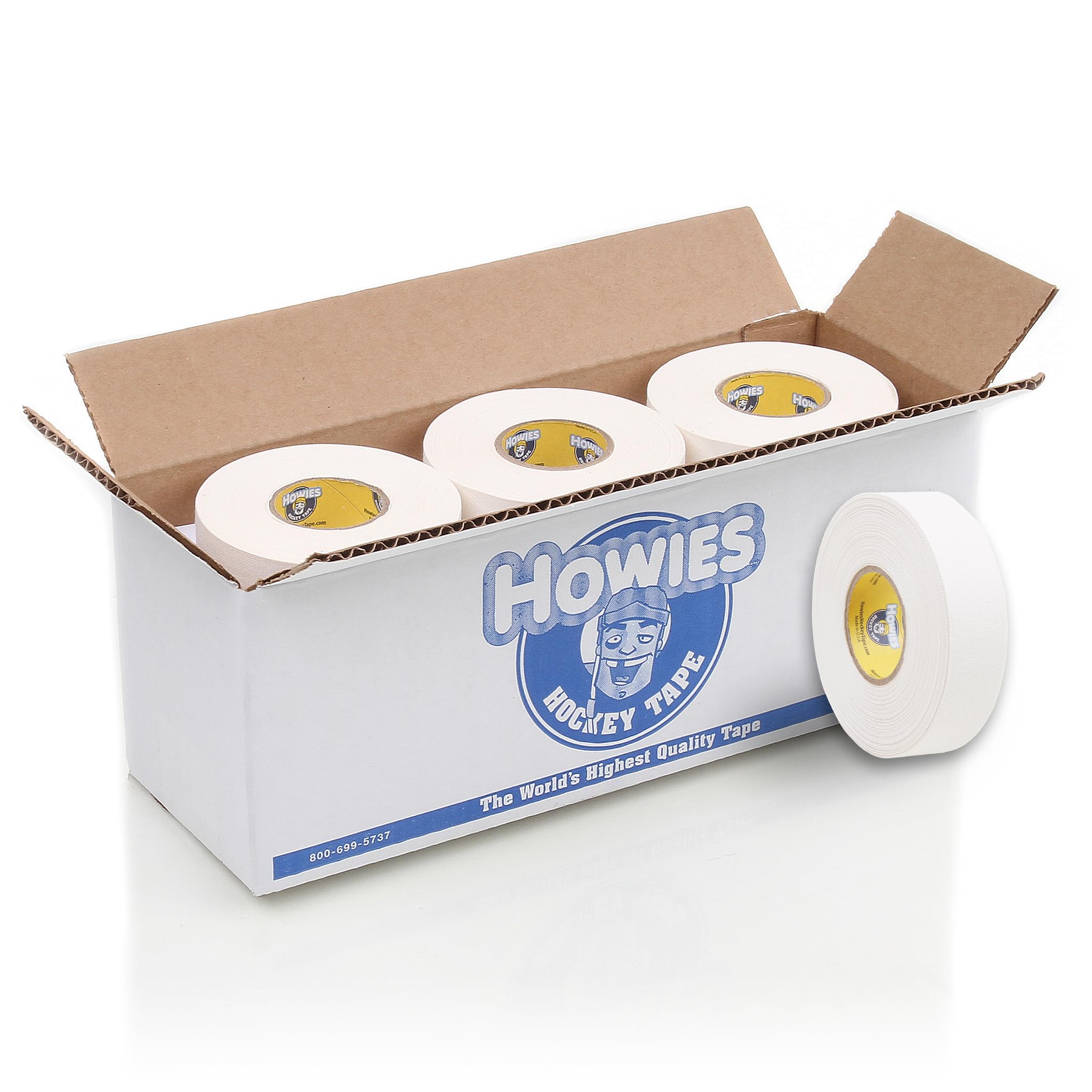 Howies White Hockey Tape | 1" White Cloth Stick & Bat Tape for Hockey, Lacrosse, Baseball, Sports | Multiple Pack Sizes | Strong Grip, Durable,