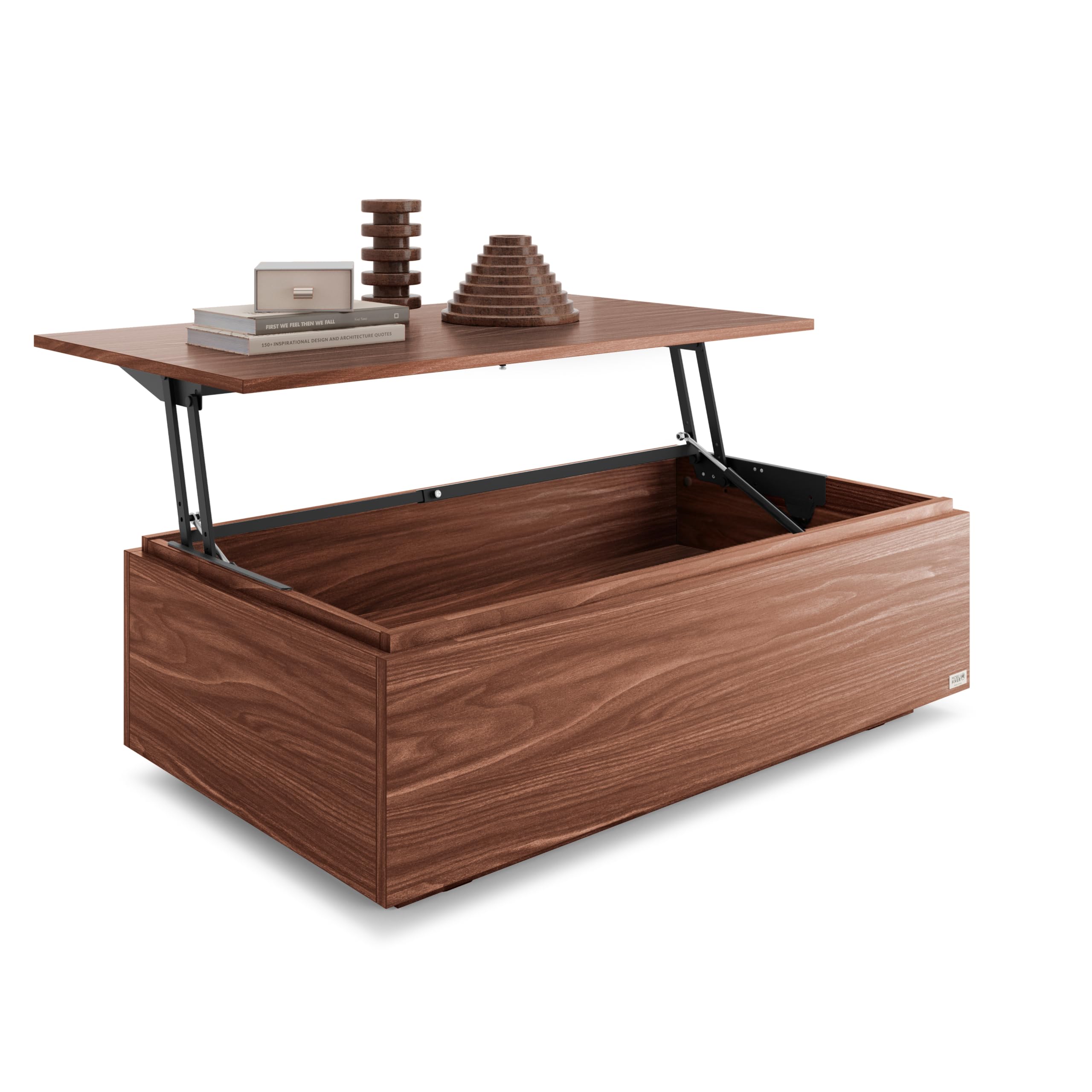 MOBILI FIVER, Mesa de Centro elevable, X, Nogal, mesita salón, mesita Auxiliar Baja, Made In Italy
