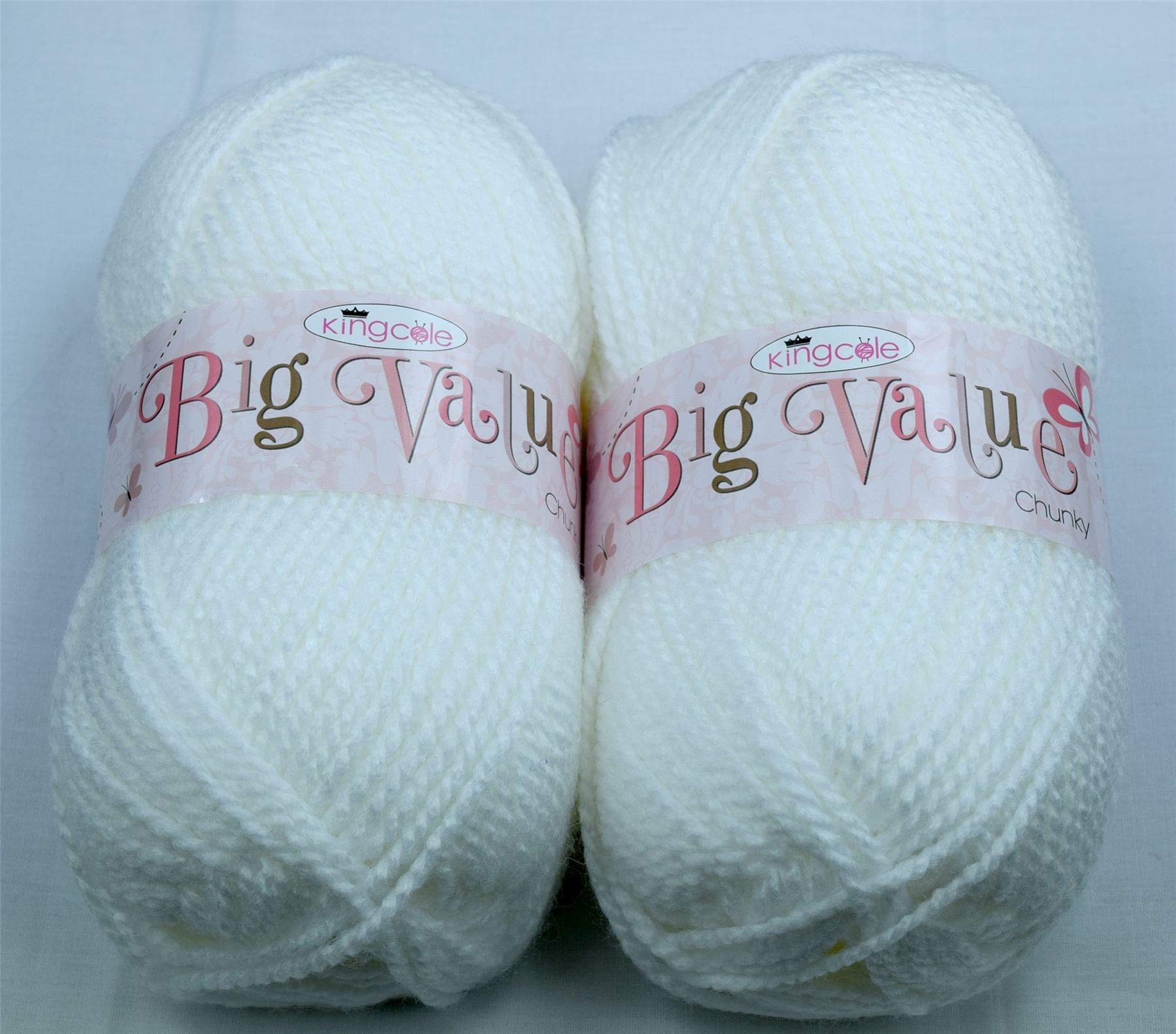 SleepyNights Big Value Chunky Knitting Yarn Wool Acrylic 2 Pack (2 x 100g) - White