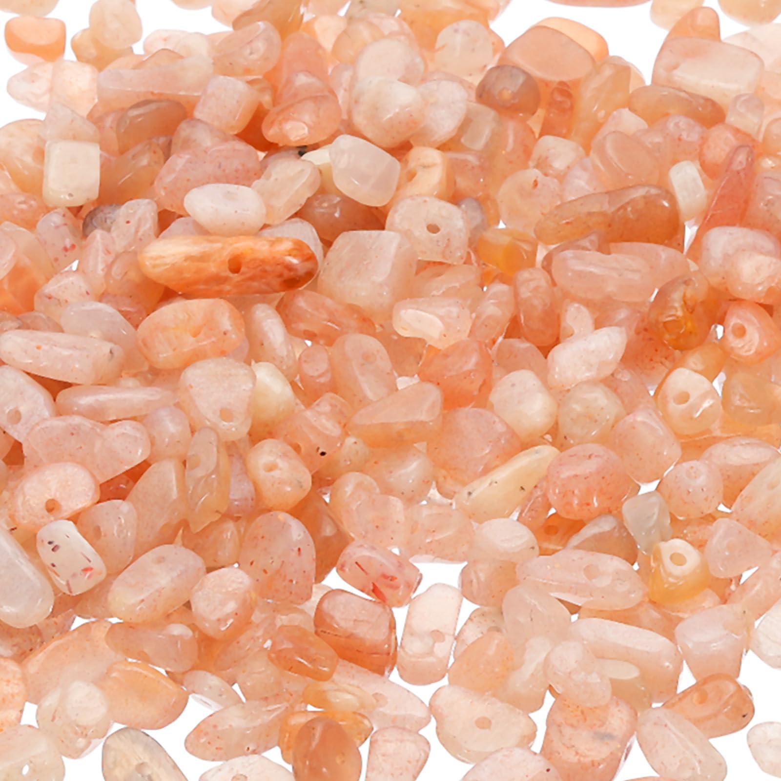 PATIKIL Chip Stone Natural Rock Beads Loose Gemstone Beads Drilled Strand for Jewelry Craft Making 400pcs, Light Orange